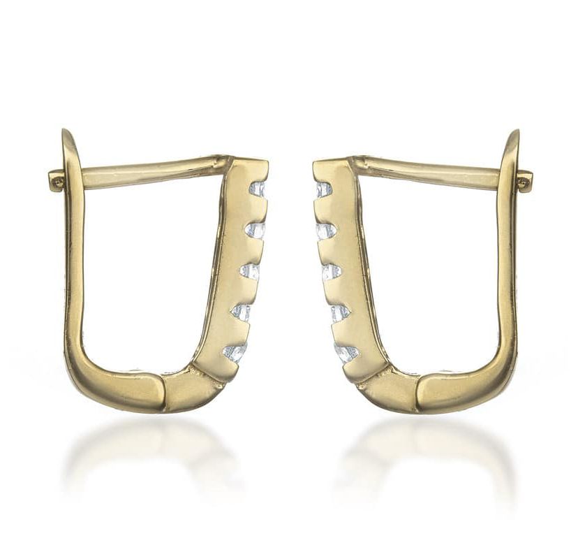 Lab Created Beautiful 13mm U Shaped Clear Cubic Zirconia Hoop Earrings