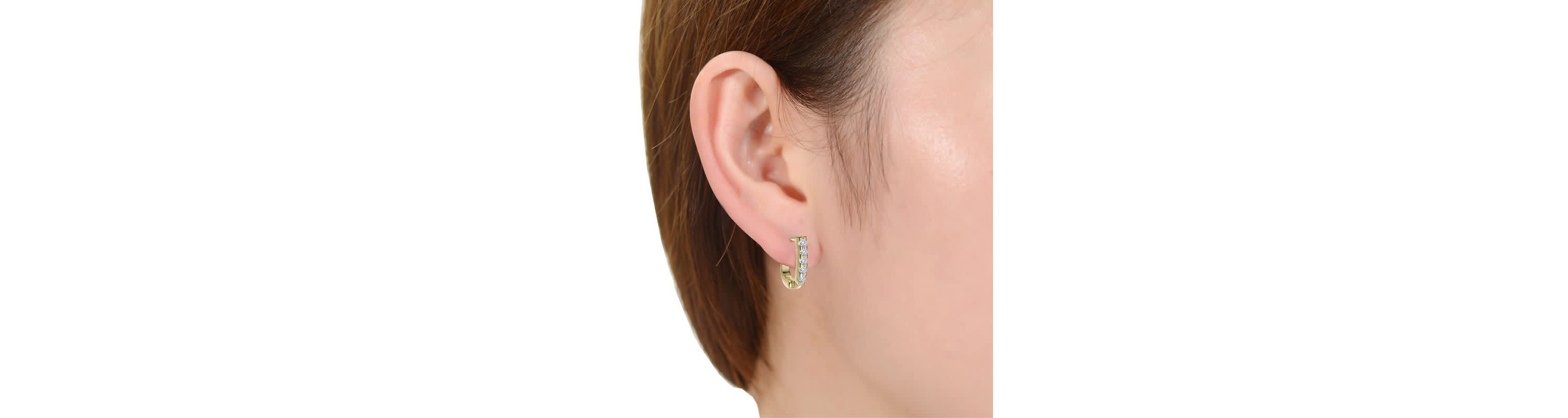 Lab Created Beautiful 13mm U Shaped Clear Cubic Zirconia Hoop Earrings