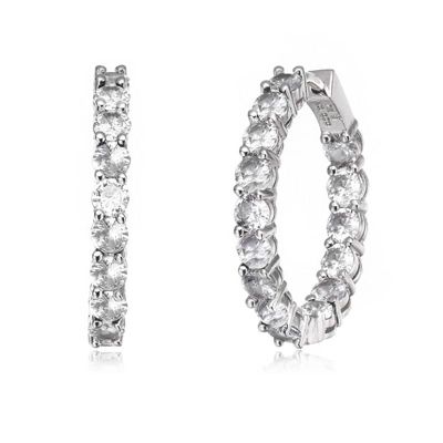 Rozzato Lab Created Rhodium-Plated with Cubic Zirconia Inside Out Hoop Earrings