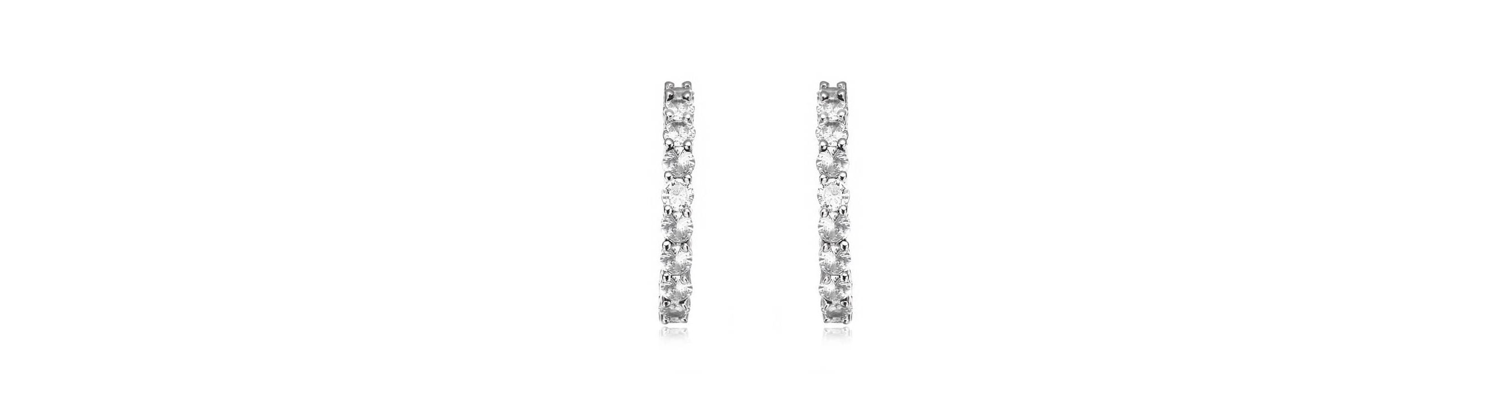Lab Created Rhodium-Plated with Cubic Zirconia Inside Out Hoop Earrings