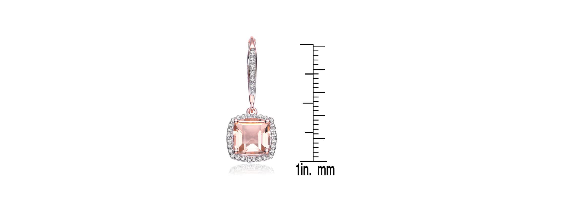 Lab Created Sterling Silver 18K Rose Gold Plated with Morganite Cubic Zirconia Drop Earrings