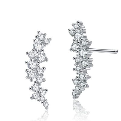 Rozzato Lab Created Sterling Silver White Gold Plated with Clear Cubic Zirconia Drop Earrings