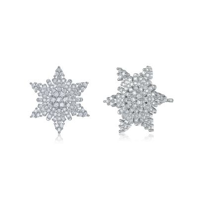 Rozzato Lab Created Sterling Silver White Gold Plated with Clear Cubic Zirconia Star Shape Stud Earring