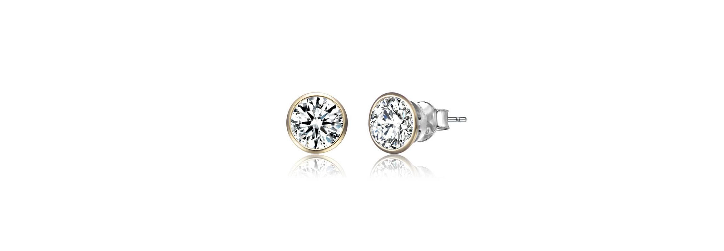 Lab Created Sterling Silver with Clear Cubic Zirconia Round Framed Small Stud Earrings