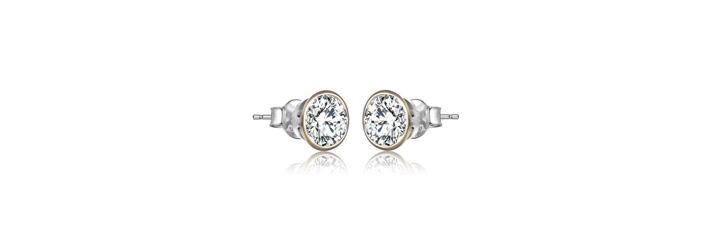 Lab Created Sterling Silver with Clear Cubic Zirconia Round Framed Small Stud Earrings