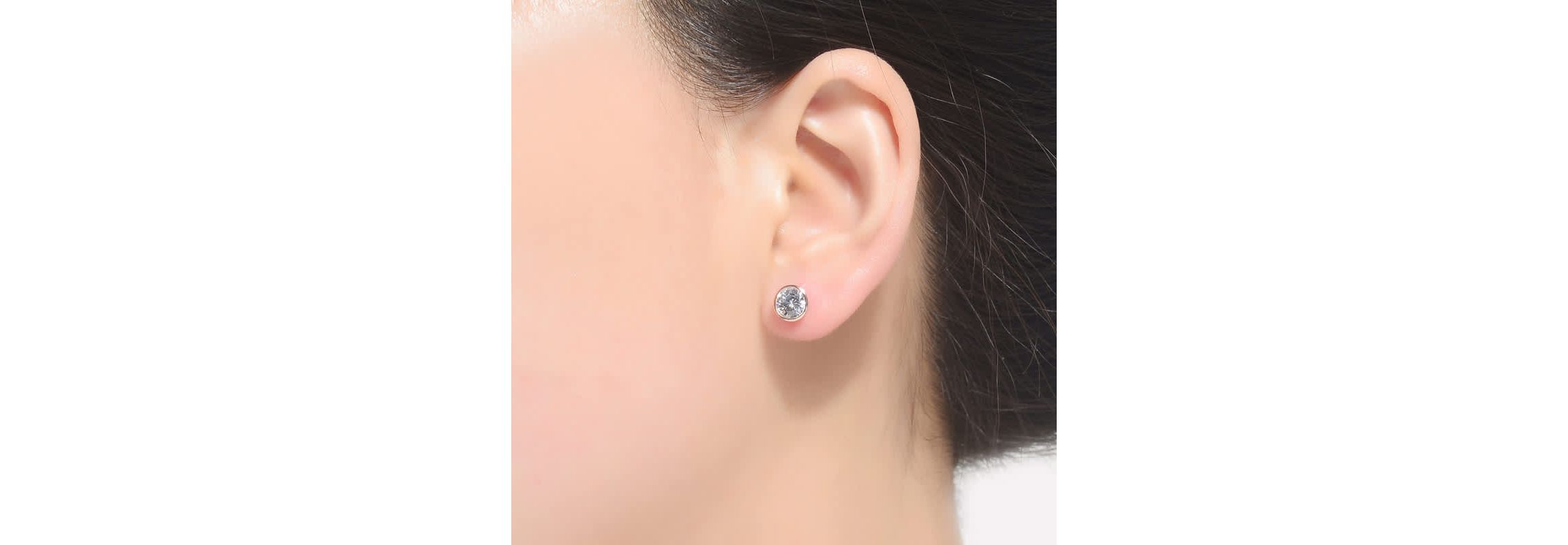 Lab Created Sterling Silver with Clear Cubic Zirconia Round Framed Small Stud Earrings