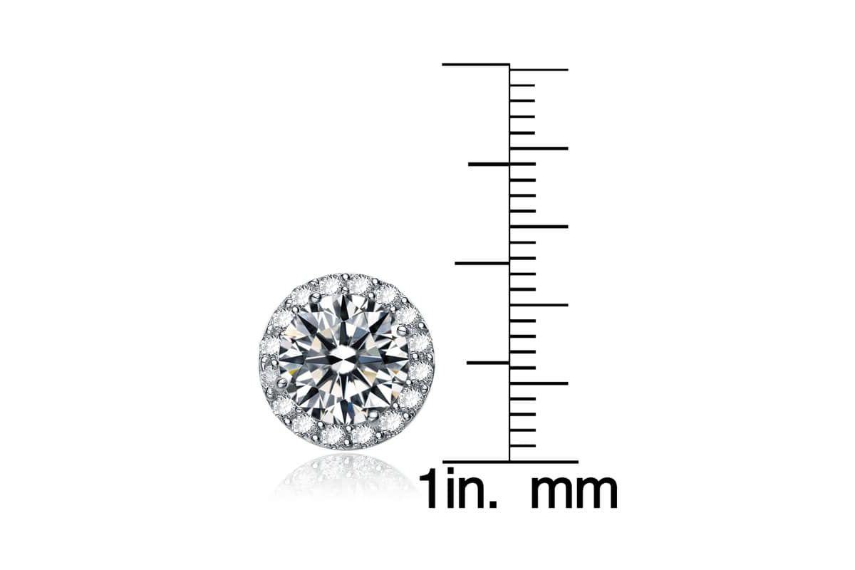 Lab Created Sterling Silver White Gold Plated with Clear Cubic Zirconia Round Stud Earrings