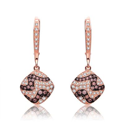 Rozzato Lab Created Sterling Silver 18K Rose Gold Plating with Cubic Zirconia Square-Designed Earring