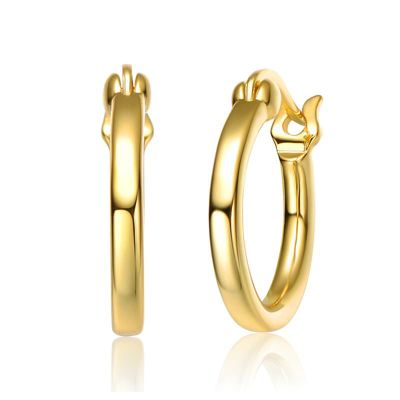 Rozzato Lab Created Sterling Silver 14K Gold Plated Hoop Earrings