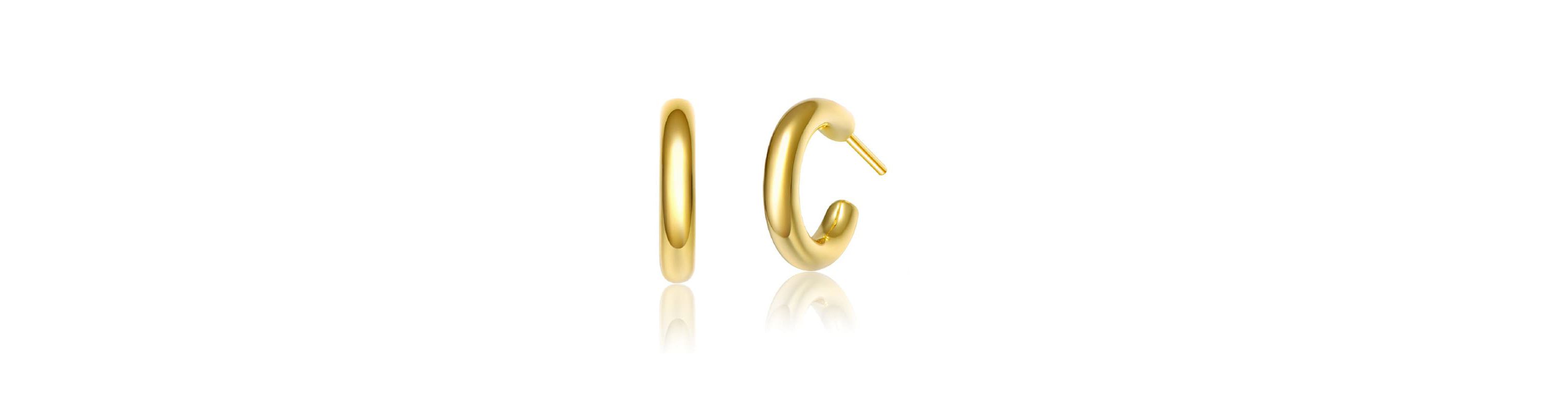 Lab Created Sterling Silver 14K Gold Plated Small Open Hoop Post Earrings