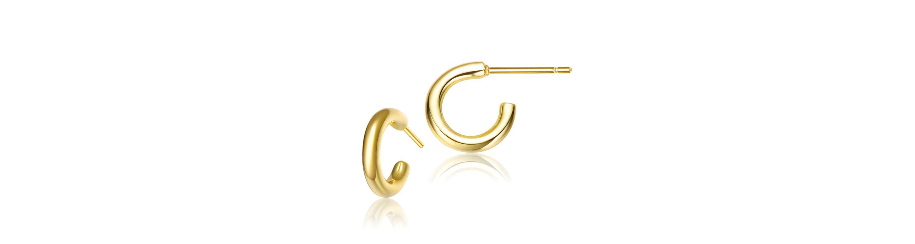 Lab Created Sterling Silver 14K Gold Plated Small Open Hoop Post Earrings