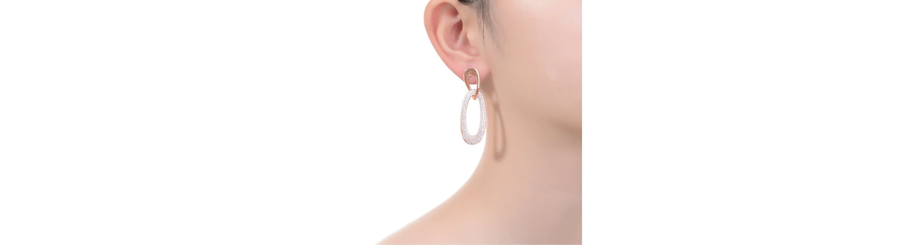 Lab Created Sterling Silver 18K Rose Gold Plated with Clear Cubic Zirconia Raindrop Dangle Earrings