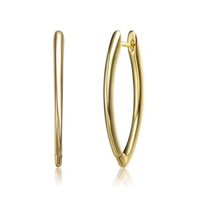 Rozzato Lab Created Sterling Silver 14K Gold Plated Tubular Shaped Hoop Earrings