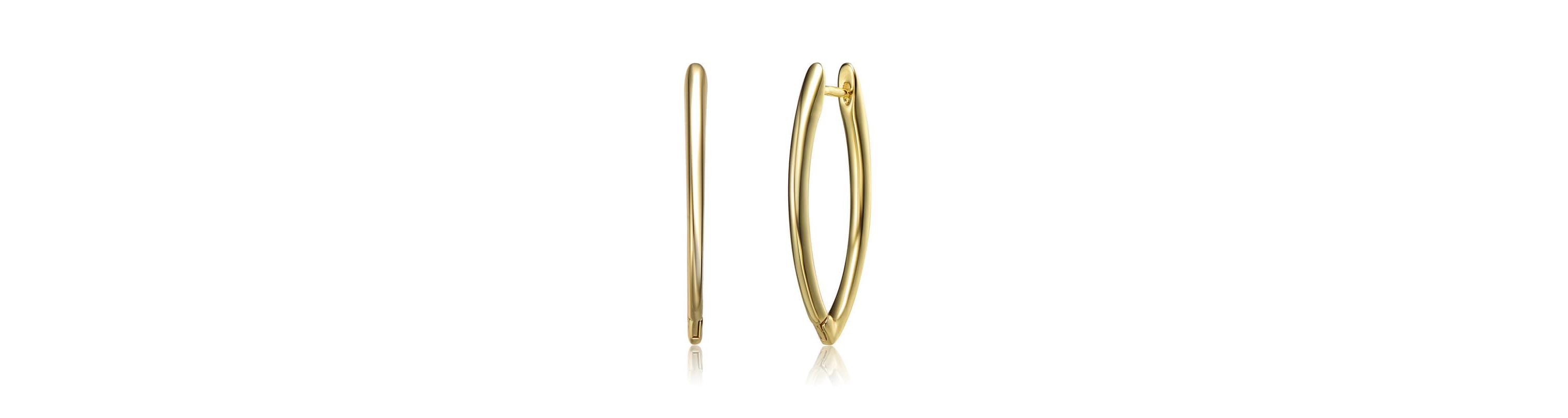 Lab Created Sterling Silver 14K Gold Plated Tubular Shaped Hoop Earrings