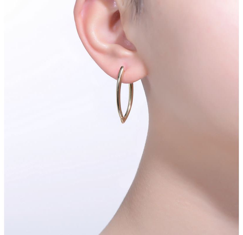 Lab Created Sterling Silver 14K Gold Plated Tubular Shaped Hoop Earrings