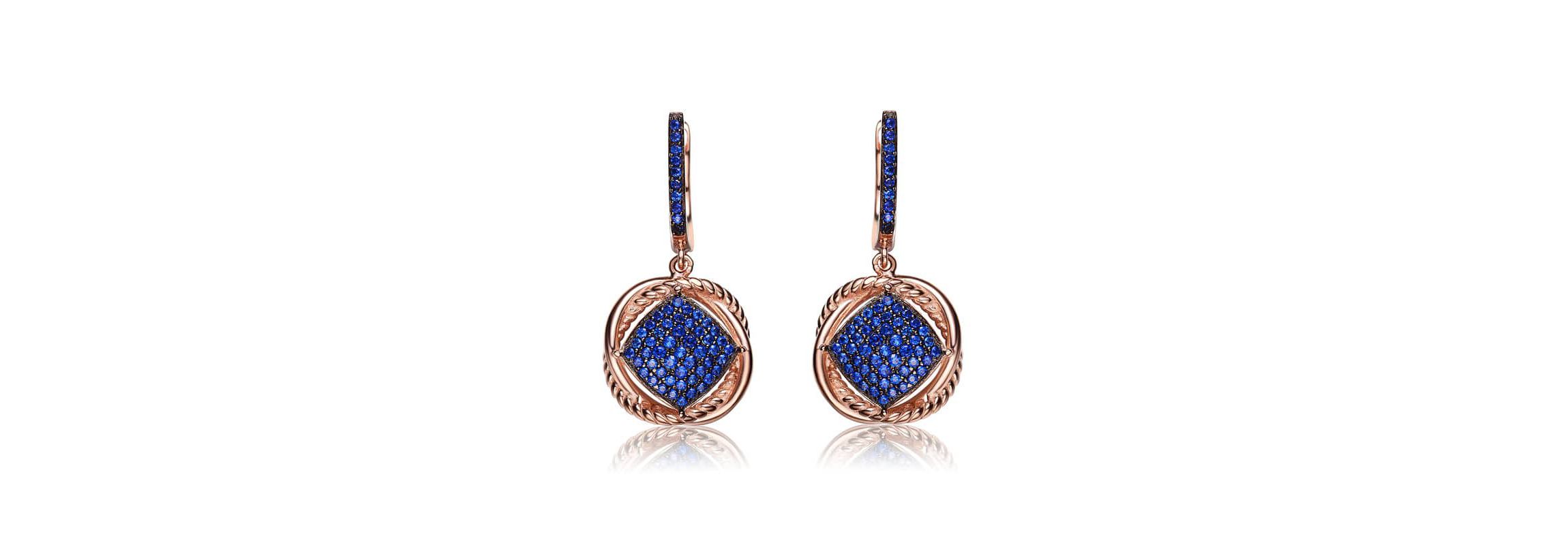 Lab Created Sterling Silver 18K Rose Gold and Black Plated with Colored Cubic Zirconia Dangling Earrings
