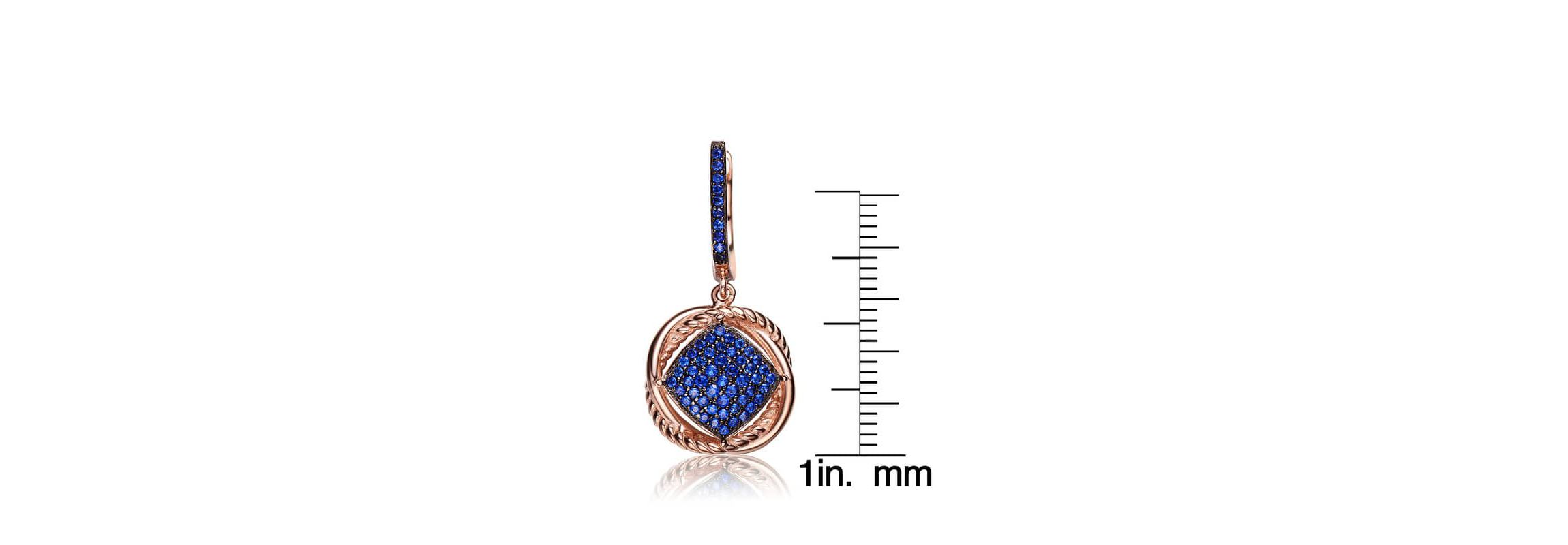 Lab Created Sterling Silver 18K Rose Gold and Black Plated with Colored Cubic Zirconia Dangling Earrings