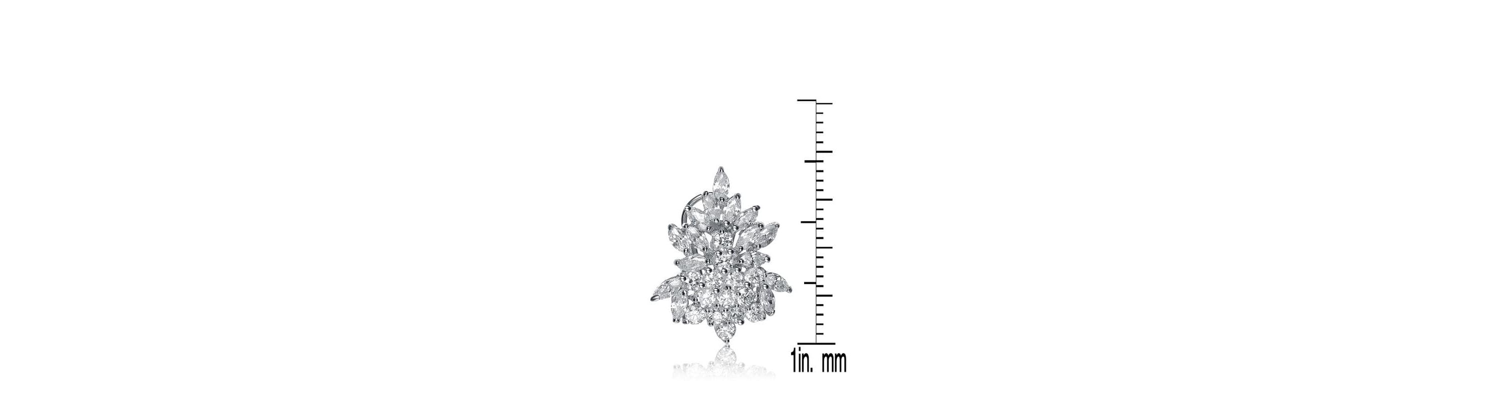 Lab Created Sterling Silver White Gold Plated with Clear Cubic Zirconia Marquise Cluster Earrings
