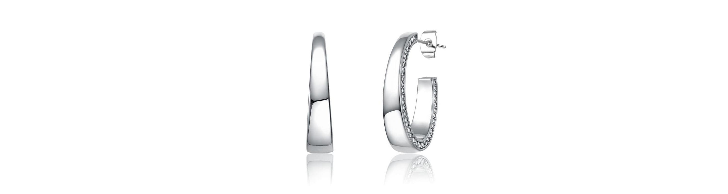 Lab Created Sterling Silver with Clear Cubic Zirconia Tapered C-Hoop Earrings