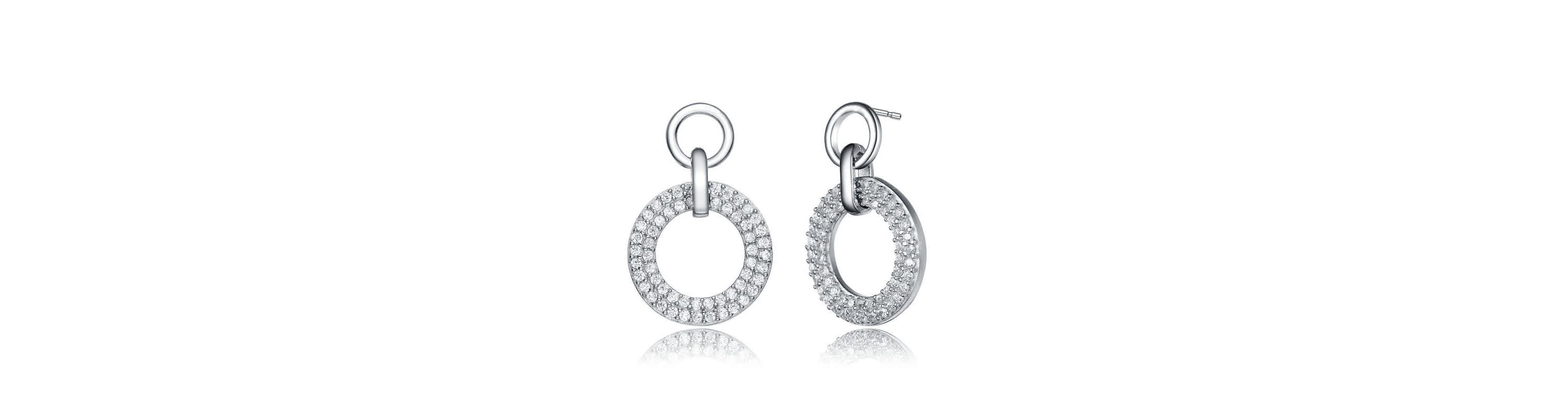 Lab Created Sterling Silver White Gold Plated with Clear Cubic Zirconia Halo Drop Earrings