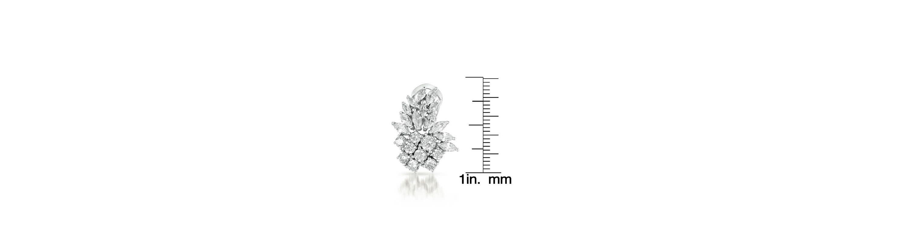 Lab Created Sterling Silver White Gold Plated with Clear Cubic Zirconia Marquise Cluster Stud Earrings