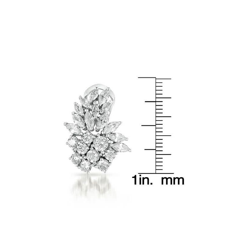 Lab Created Sterling Silver White Gold Plated with Clear Cubic Zirconia Marquise Cluster Stud Earrings