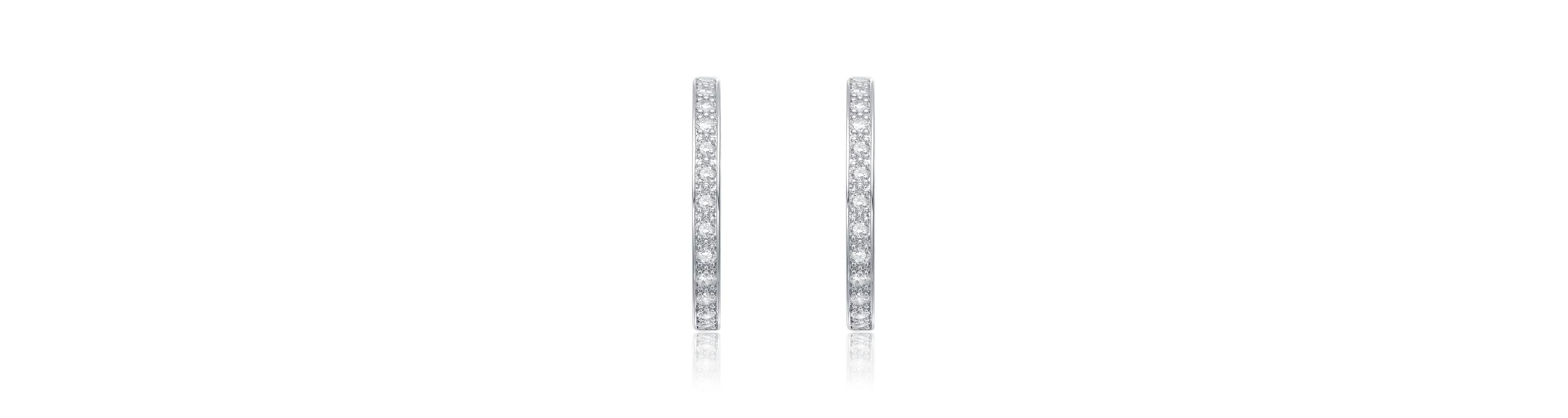 Lab Created Sterling Silver White Gold Plated with Clear Cubic Zirconia Hoop Earrings