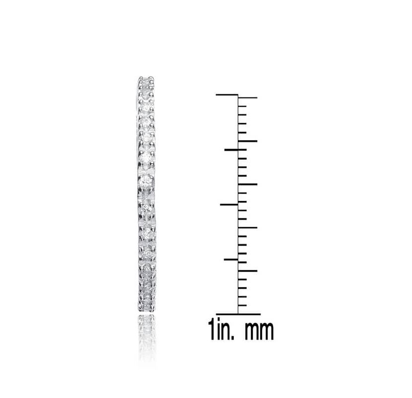 Lab Created Sterling Silver White Gold Plated with Clear Cubic Zirconia Hoop Earrings