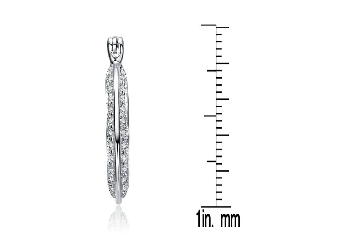 Lab Created Sterling Silver White Gold Plated with Clear Cubic Zirconia Horseshoe Hoop Earrings