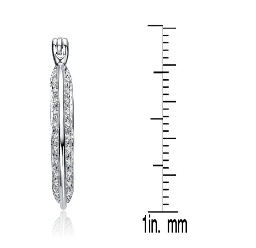 Lab Created Sterling Silver White Gold Plated with Clear Cubic Zirconia Horseshoe Hoop Earrings