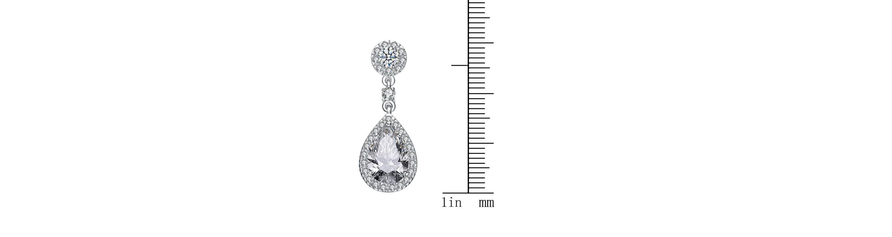 Lab Created Sterling Silver White Gold Plated with Clear Pear Cubic Zirconia Drop Earrings