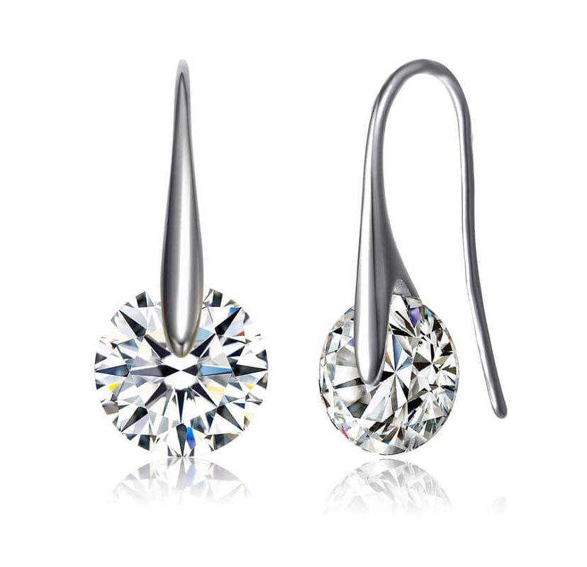 Lab Created Sterling Silver Cubic Zirconia Stylish Party Earrings