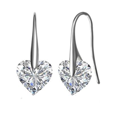 Rozzato Lab Created Sterling Silver with Colored Heart Shaped Cubic Zirconia Hook Earrings