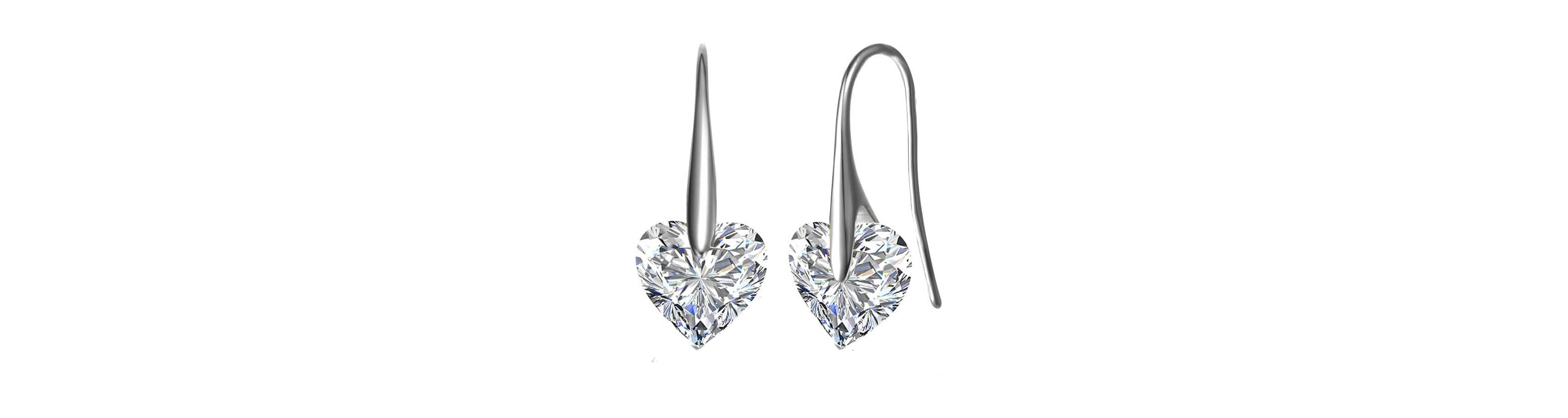 Lab Created Sterling Silver with Colored Heart Shaped Cubic Zirconia Hook Earrings