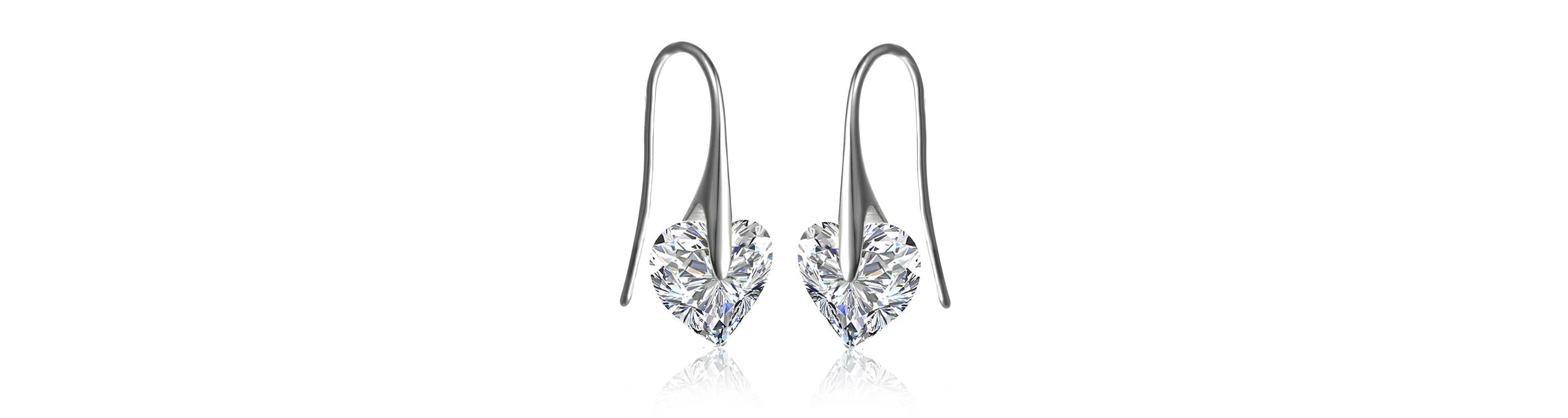 Lab Created Sterling Silver with Colored Heart Shaped Cubic Zirconia Hook Earrings