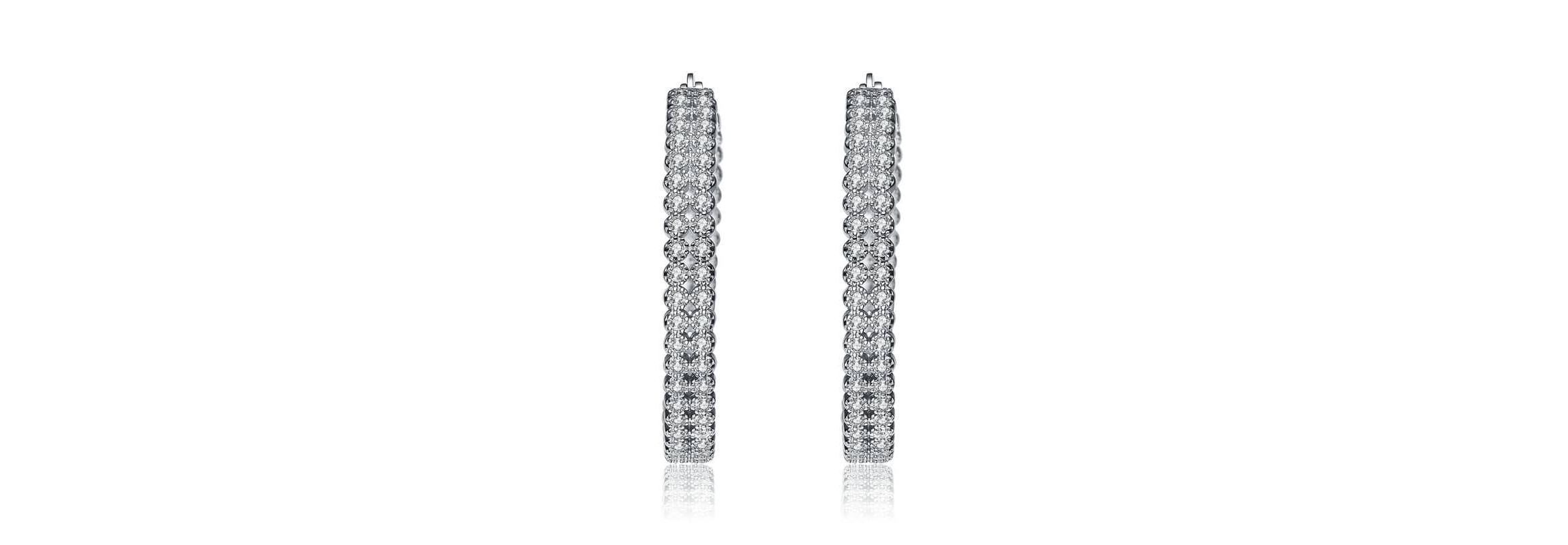 Lab Created Sterling Silver White Gold Plated with Clear Cubic Zirconia Braided Hoop Earrings