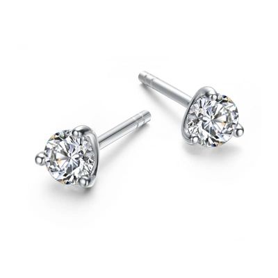 Rozzato Lab Created Baby/Kids Sterling Silver Cubic Zirconia Solitaire Stud Earrings