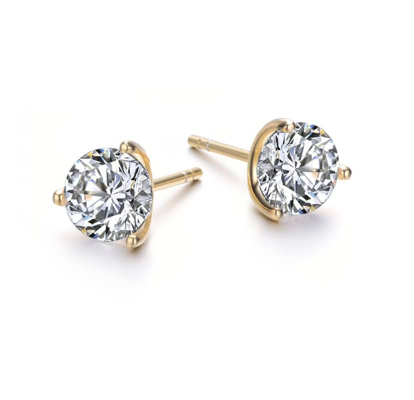 Lab Created Sterling Silver Cubic Zirconia Solitaire Stud Earrings