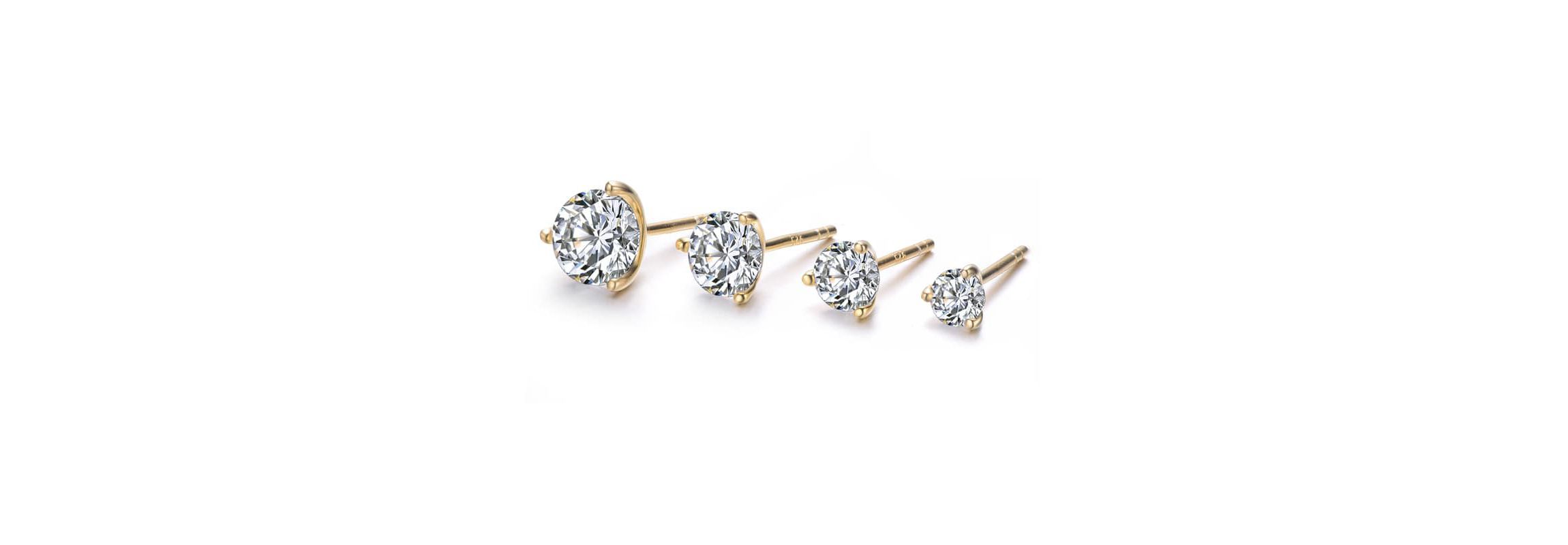 Lab Created Sterling Silver Cubic Zirconia Solitaire Stud Earrings