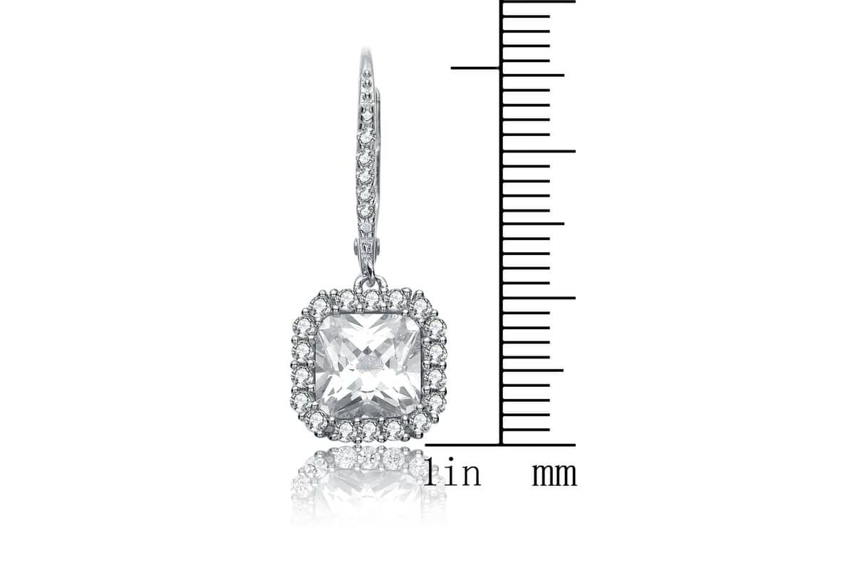 Lab Created Sterling Silver Plated Cubic Zirconia Square Drop Earrings