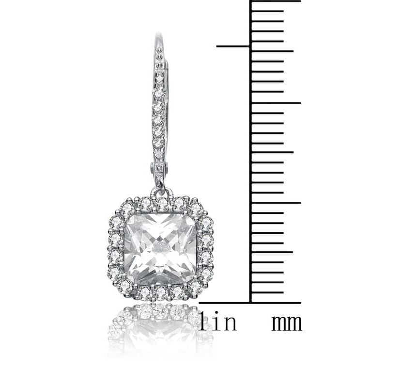 Lab Created Sterling Silver Plated Cubic Zirconia Square Drop Earrings