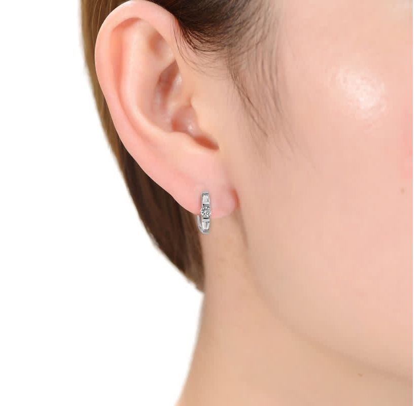 Lab Created Sterling Silver White Gold Plated with Clear Cubic Zirconia Circle Shape Earrings