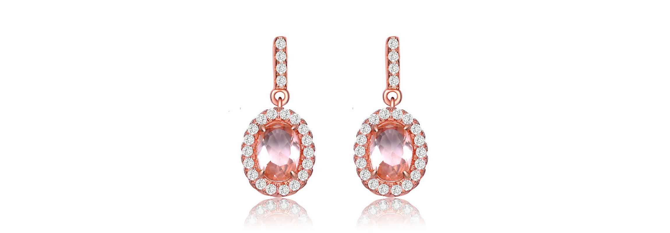 Lab Created Sterling Silver 18K Rose Gold plated with Champagne Cubic Zirconia Drop Earrings