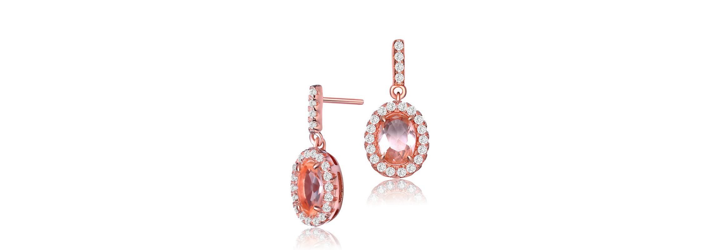 Lab Created Sterling Silver 18K Rose Gold plated with Champagne Cubic Zirconia Drop Earrings