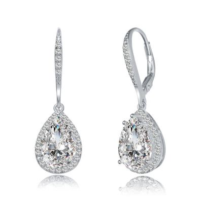 Rozzato Lab Created Sterling Silver Cubic Zirconia Pear Drop Earrings