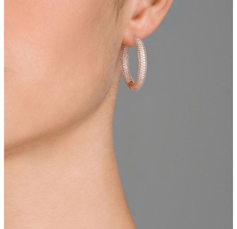 Lab Created Sterling Silver White Gold Plating with Clear Cubic Zirconia Large Hoop Earrings