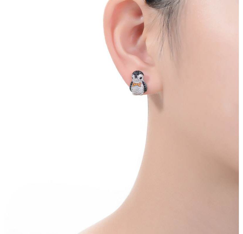 Lab Created Sterling Silver White Gold Plated with Multi Colored Cubic Zirconia Stud Earrings