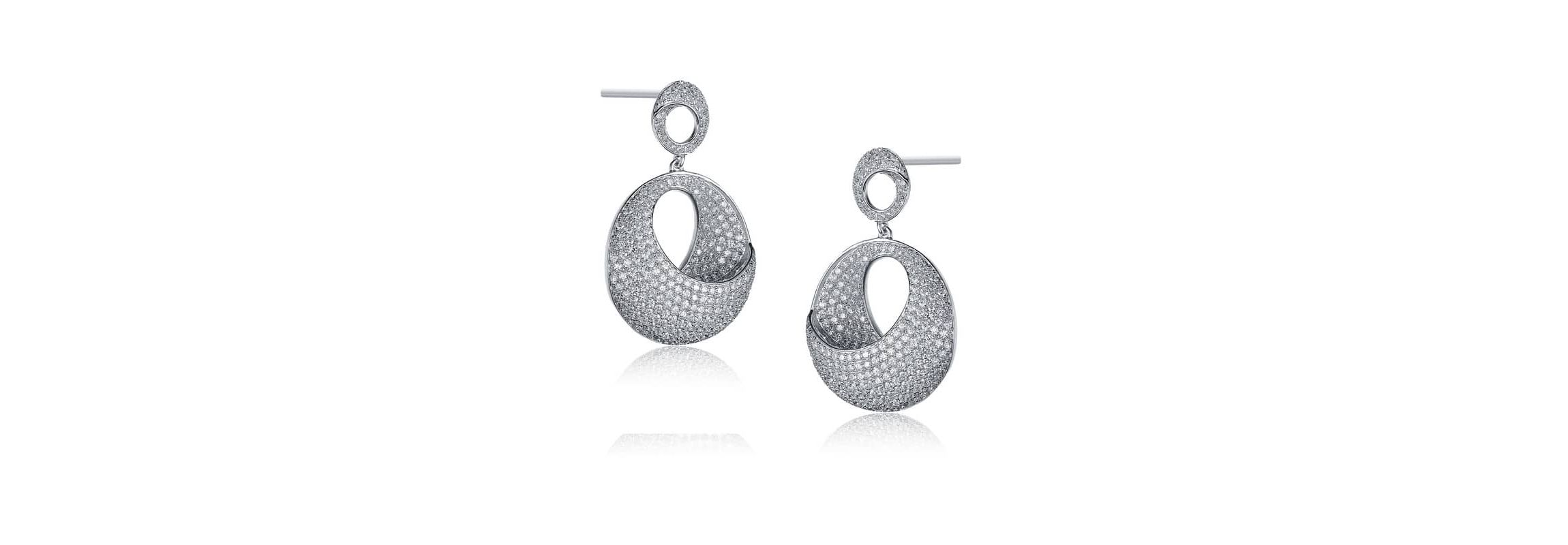 Lab Created Sterling Silver White Gold Plating with Clear Cubic Zirconia Overlap Circle Earrings