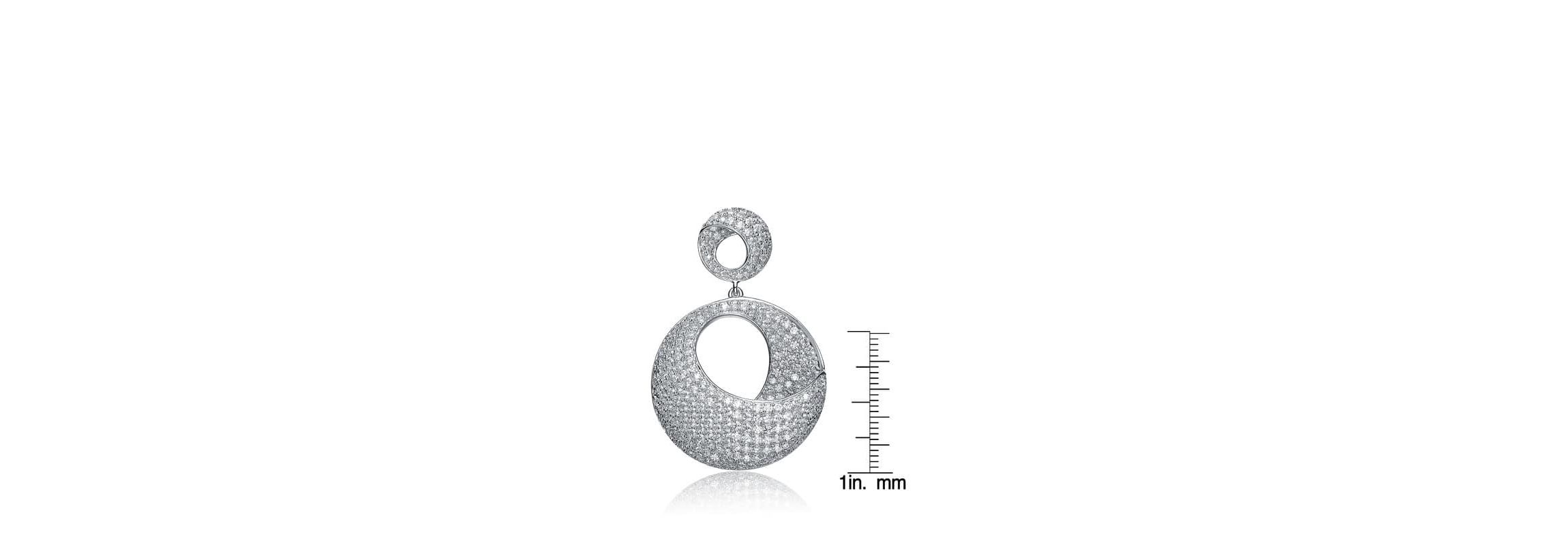Lab Created Sterling Silver White Gold Plating with Clear Cubic Zirconia Overlap Circle Earrings