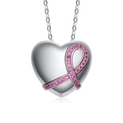 Rozzato Lab Created Teens Two Tone with Infinity Pink Cubic Zirconia Heart Necklace, White